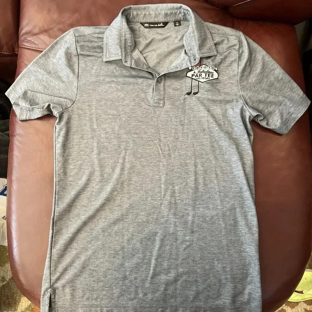 Travis Mathew GrayHeathered Polo Shirt Mens Size Medium Golf W/ Logo